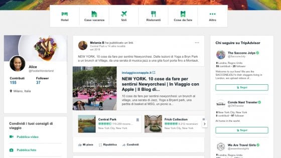 TripAdvisor, ora è quasi un social: bacheca e like per vacanze in condivisione totale